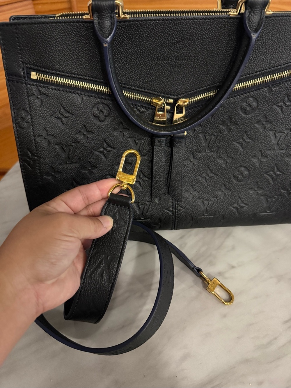 Louis Vuitton Three MM M54273 Monogram Empreinte Noir Tote Shoulder Bag Ladies - Picture 6 of 9